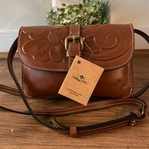 Brown leather crossbody purse
